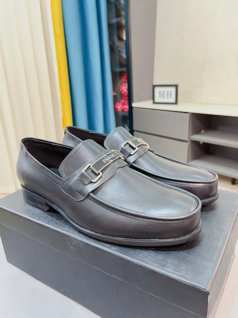 Men's shoes 💰540🌹🌹【PRADA Leather Shoes】Top purchasing agency Original imported Italian custom-made open-edge beaded cowhide leather surface, fully imported water-dyed breathable cowhide lining, original factory special molded sole super comfortable, size: 38-44